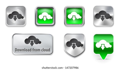 Download from cloud web elements with icon. Vector illustration