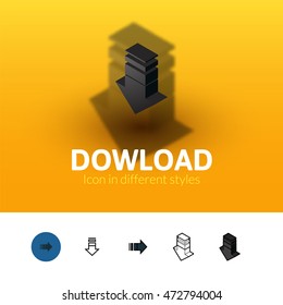 Download color icon, vector symbol in flat, outline and isometric style isolated on blur background