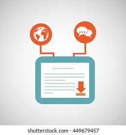download connection internet document social media isolated, vector illustration