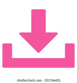 Download Container vector icon. Style is flat symbol, pink color, rounded angles, white background.