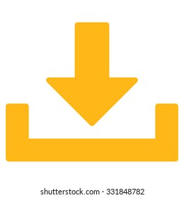Download Container vector icon. Style is flat symbol, yellow color, rounded angles, white background.
