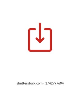 Download content icon. Downloading media symbol. User interface button. Straight arrow for multimedia navigation. Networking. Sign for web and mobile app. Simple arrow to square. Down. Vector.