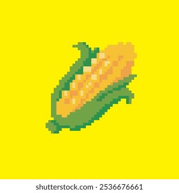 download corn pixel art, vector illustration on isolated background.