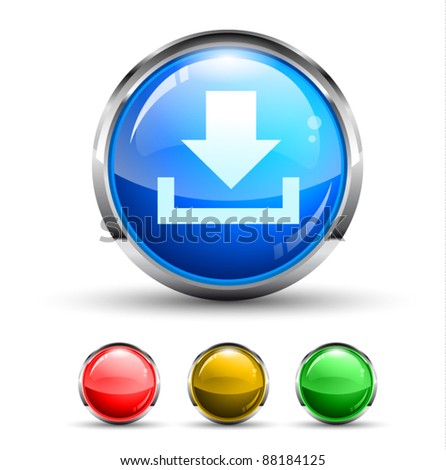 Download Cristal Glossy Button with light reflection and Chromed ring. 4 Colours included.