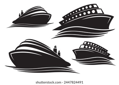 Download Cruise ship silhouette vector Art, Icons, and Graphics