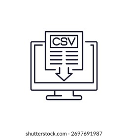 baixar o ícone de linha de arquivo csv com o computador