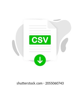 Descargar archivo de icono CSV con etiqueta en fondo blanco. Descargando el concepto del documento. Ilustración vectorial.