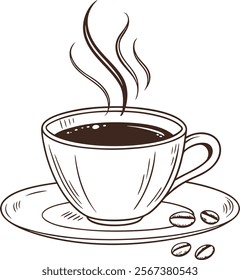 Download Cup of coffee engraving isolated. Coffee break icon. for free