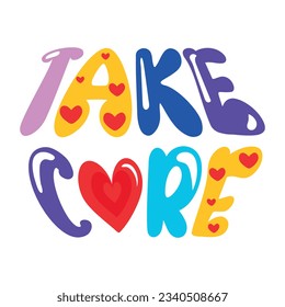 Download cute flat sticker of take care 