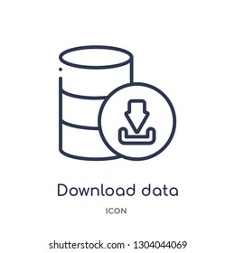 download data icon from user interface outline collection. Thin line download data icon isolated on white background.