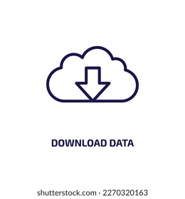 download data icon from user interface collection. Thin linear download data, data, download outline icon isolated on white background. Line vector download data sign, symbol for web and mobile