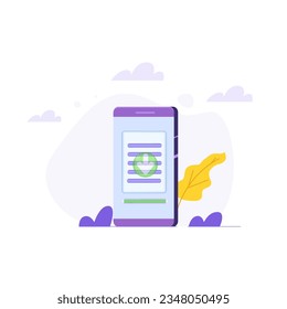 Download data on phone, data transfer concept. Vector illustration.