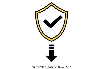 Baixar ícone de linha de proteção de segurança de dados com escudo e símbolo de seta, Ilustração de vetor