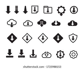 paquete de diseño de iconos del vector de datos de descarga, símbolo de descarga en nube, botón de suscripción, plantilla de descarga de almacenamiento de red