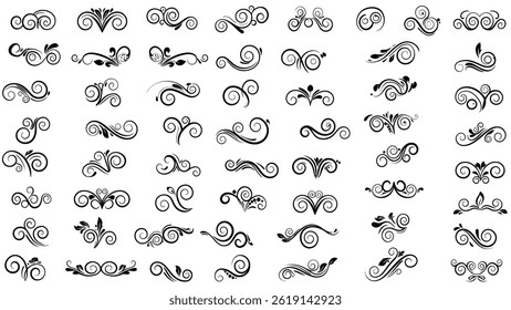 Download decorative swirls flourishes vector design elements for invitations and graphic projects
