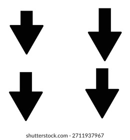Descarga o dirección hacia abajo flechas en silueta negra, icono de Vector aislado.
