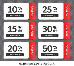 Download Discount Coupon Promotion Illustration Set. Ticket, Voucher, Sale Coupon Book, Gift Voucher. Vector Drawing. Hand Drawn Style