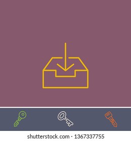 download document box vector line icon.Basic element illustration.download document box vector outline symbol design.Bonus broken key graphic concept