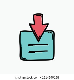Descargar el icono del vector de color del documento. Línea dibujada a mano en la ilustración del esbozo de dibujo.