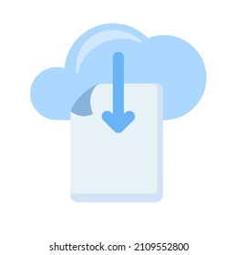download document file paper page cloud single isolated icon with flat style
