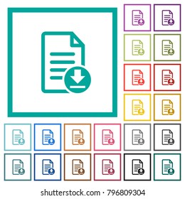 Download document flat color icons with quadrant frames on white background
