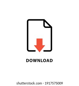 Download Document Icon App. File Download Data Vector Symbol Button Arrow