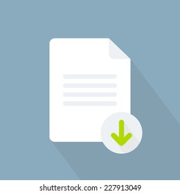 Download Document Icon. Flat Style. Vector Illustration