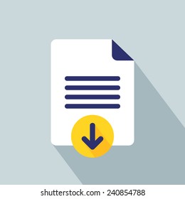 Download document icon. Flat style. Vector illustration