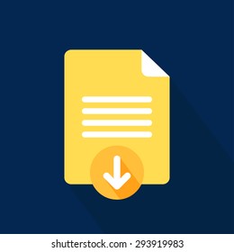 Download Document Icon. Flat Style. Vector Illustration