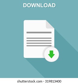 Download document icon. Flat style. Vector illustration