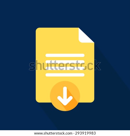 Download document icon. Flat style. Vector illustration