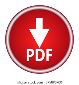 Download (document icon) glossy red round button. Vector illustration.
