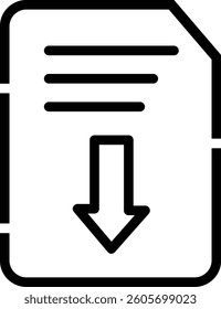 download document icon. icon related to download. suitable for web site, app, flat design, black line icon style. 
