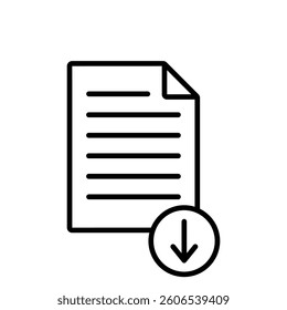 Download document icon. icon related to download. suitable for web site, app, user interfaces, printable, ui etc. line icon style. simple vector design editable