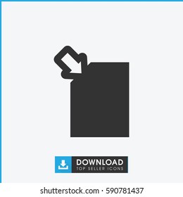 download document icon. Simple filled download document icon. On white background.