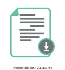 Download document icon vector illustrator on white, icons document download, pdf file upload, get data sheet