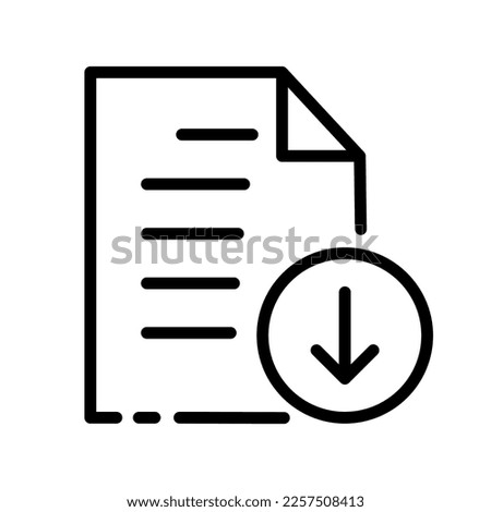 Download document line icon. Agreement, arrow, document, unavailable, removed, declaration, shares, signature, protocol, order, form, statement, guarantee. Business concept. Vector black line icon