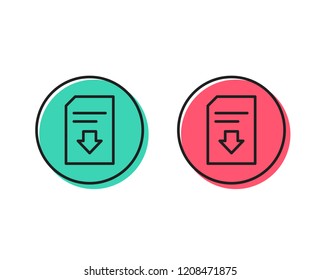 Download Document line icon. Information File sign. Paper page concept symbol. Positive and negative circle buttons concept. Good or bad symbols. Download file Vector