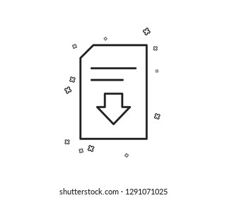 Download Document line icon. Information File sign. Paper page concept symbol. Geometric shapes. Random cross elements. Linear Download file icon design. Vector