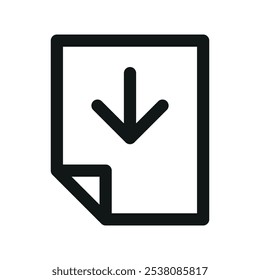 Descarga documento UI icono, archivo de Descarga línea simple interfaz de usuario Vector símbolo