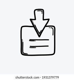 Download document vector icon. Drawing sketch illustration hand drawn line.