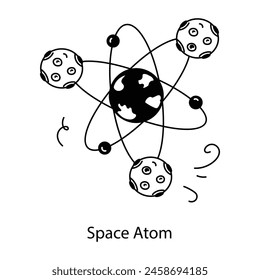 Download doodle icon of space atom 