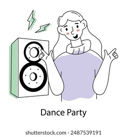 Download doodle mini illustration of a dance party 