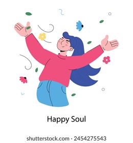 Download doodle mini illustration of a happy soul 