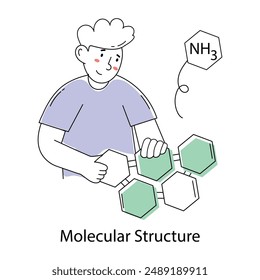 Download doodle mini illustration of molecular structure 