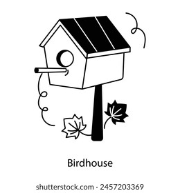 Download doodle style icon of birdhouse 