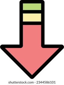 dirección de flecha de acción descendente Descarga Contorno