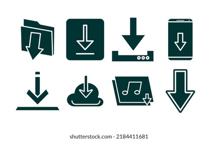 Download .down icon. Upload button. Load symbol. Round colorful  buttons. Vector