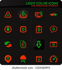 Download easy color vector icons on darken background for user interface design