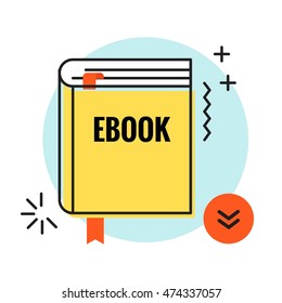 Download Ebook with call to action button.  Modern line art banner for apps and websites Vector illustration